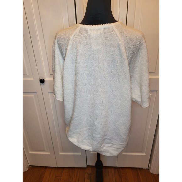 Vintage 90s White Thin Oversized Sweater White Stag XL Minimalist Retro Layering - Picture 2 of 7